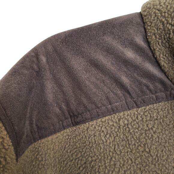 Vintage L.L. Bean Men's XL Brown 1/4 Zip Fleece Pullover w/Faux Suede All Lined - Picture 7 of 13